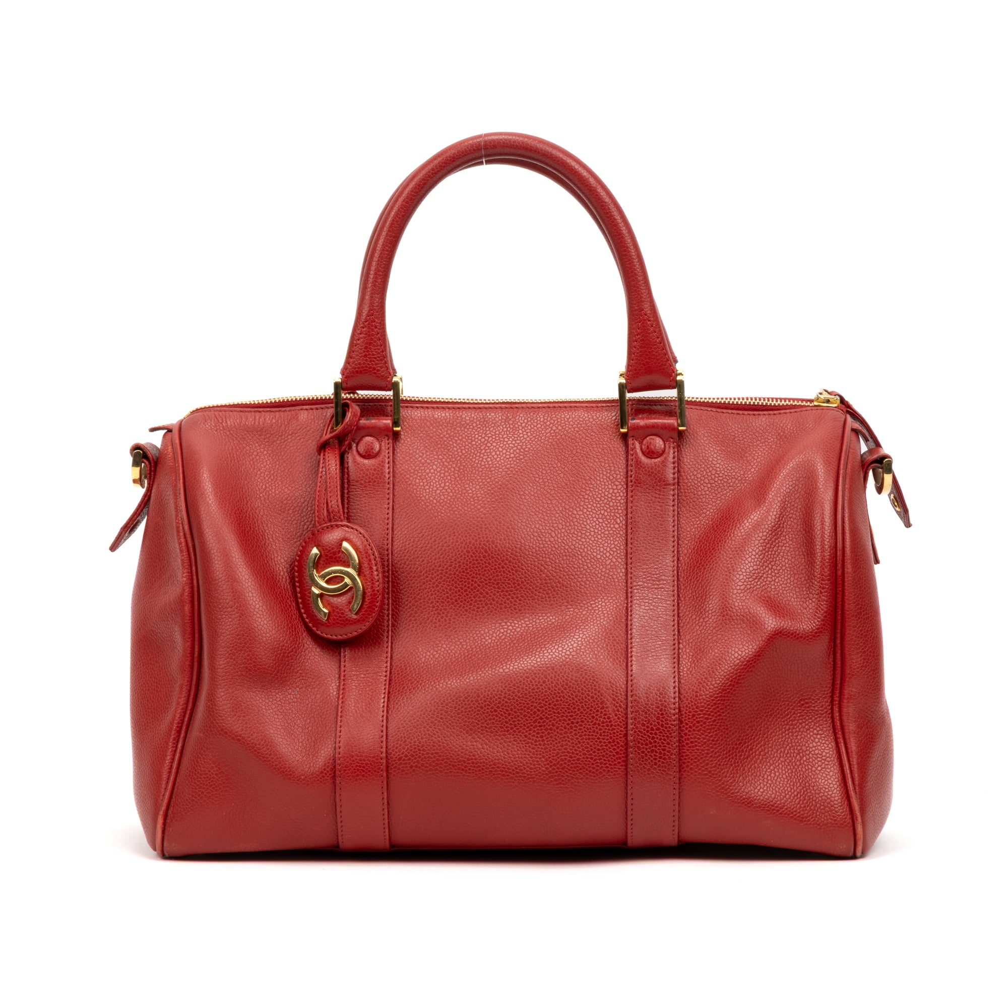 Shoulder Bag Vintage CC Timeless Medium Boston Red Caviar Leather