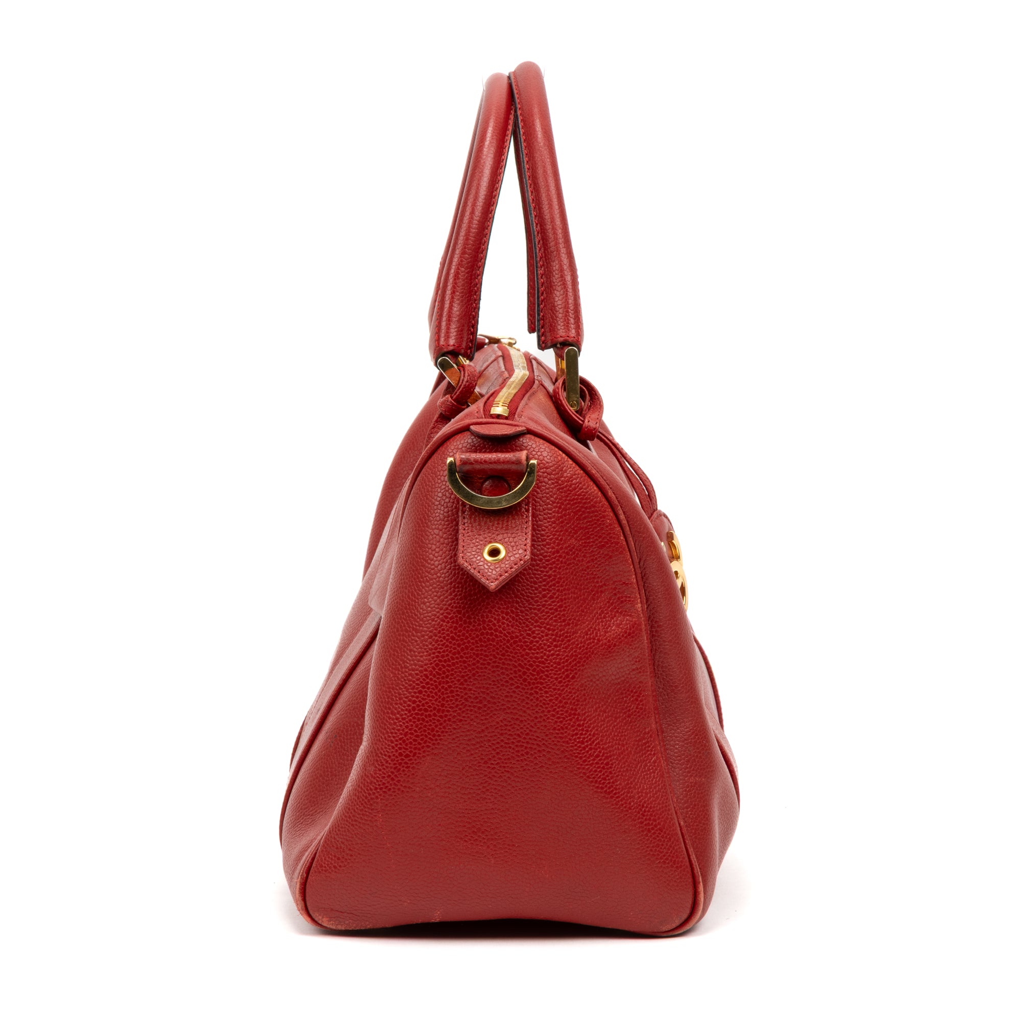 Shoulder Bag Vintage CC Timeless Medium Boston Red Caviar Leather