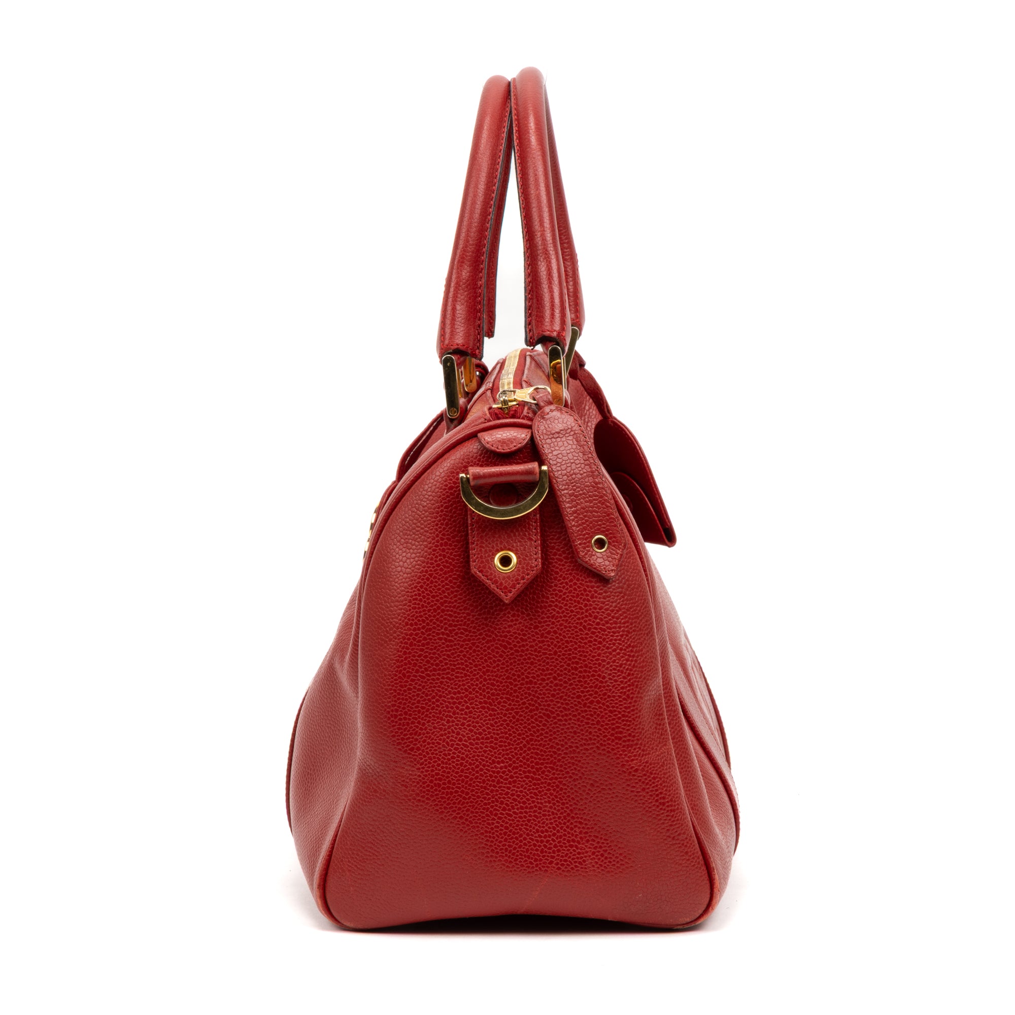 Shoulder Bag Vintage CC Timeless Medium Boston Red Caviar Leather