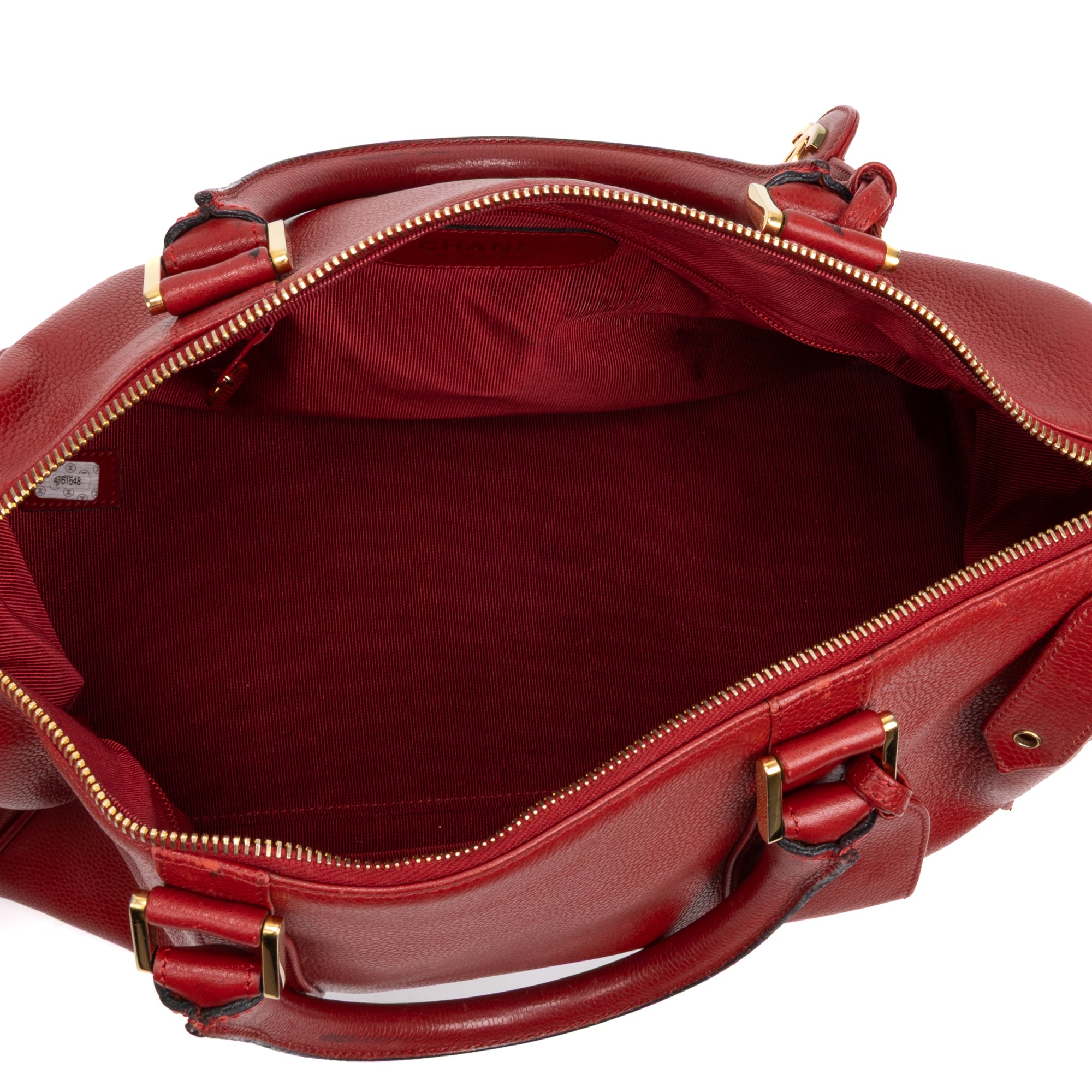 Shoulder Bag Vintage CC Timeless Medium Boston Red Caviar Leather