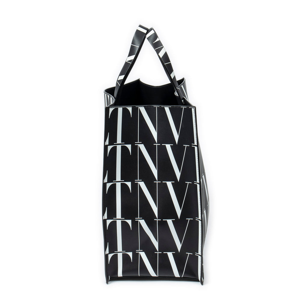 Shoulder Bag Large VLTN Times Tote Black Logo Print Smooth Leather