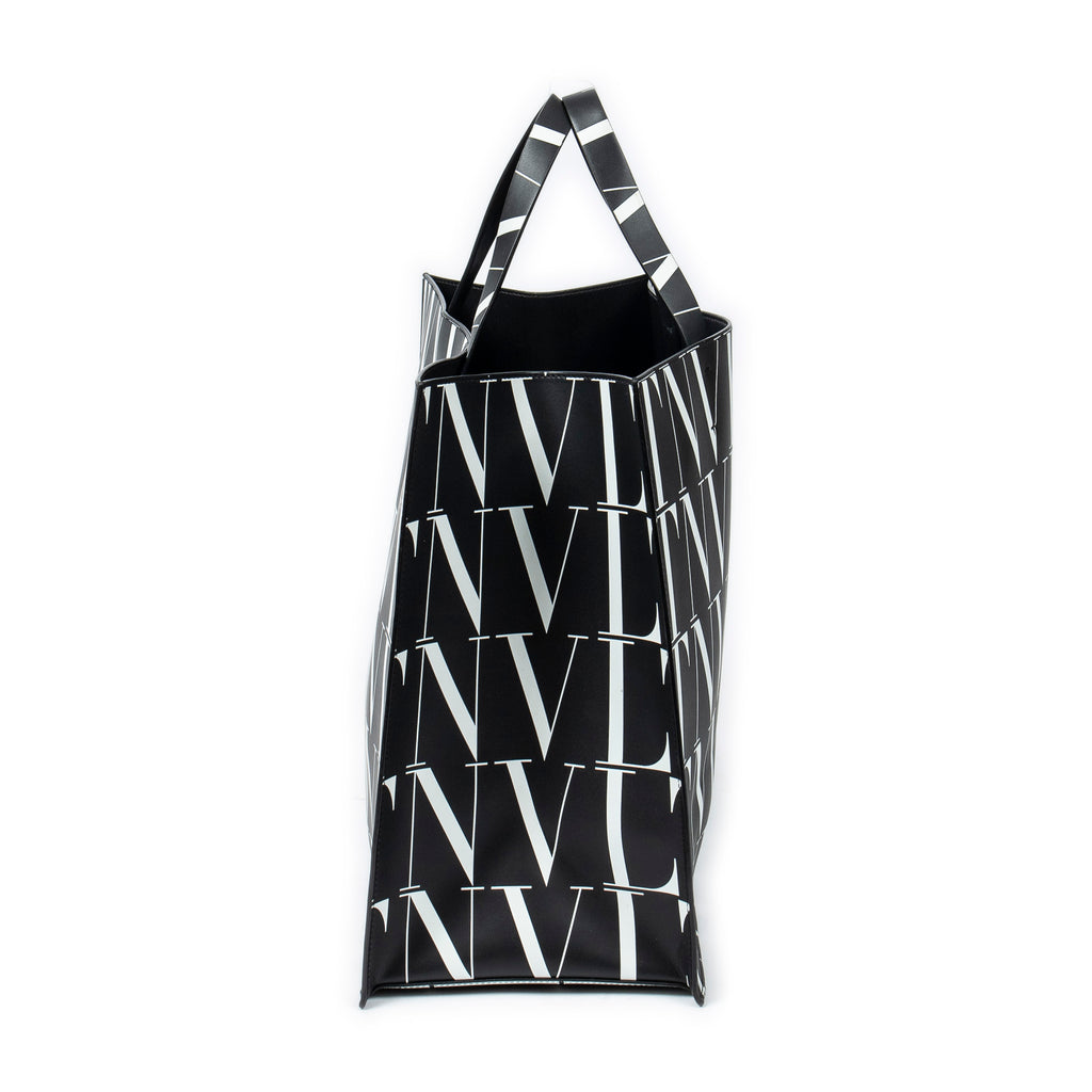 Shoulder Bag Large VLTN Times Tote Black Logo Print Smooth Leather