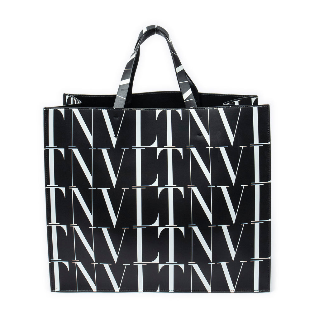 Shoulder Bag Large VLTN Times Tote Black Logo Print Smooth Leather