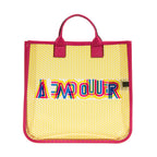 Handbag Gucci Kids Amour Transparent Tote Fuchsia Pink Printed Resin Canvas