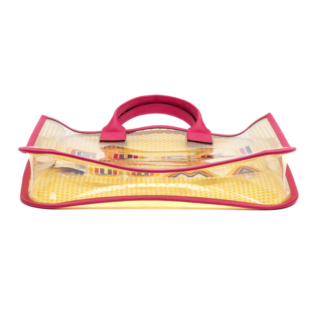 Handbag Gucci Kids Amour Transparent Tote Fuchsia Pink Printed Resin Canvas
