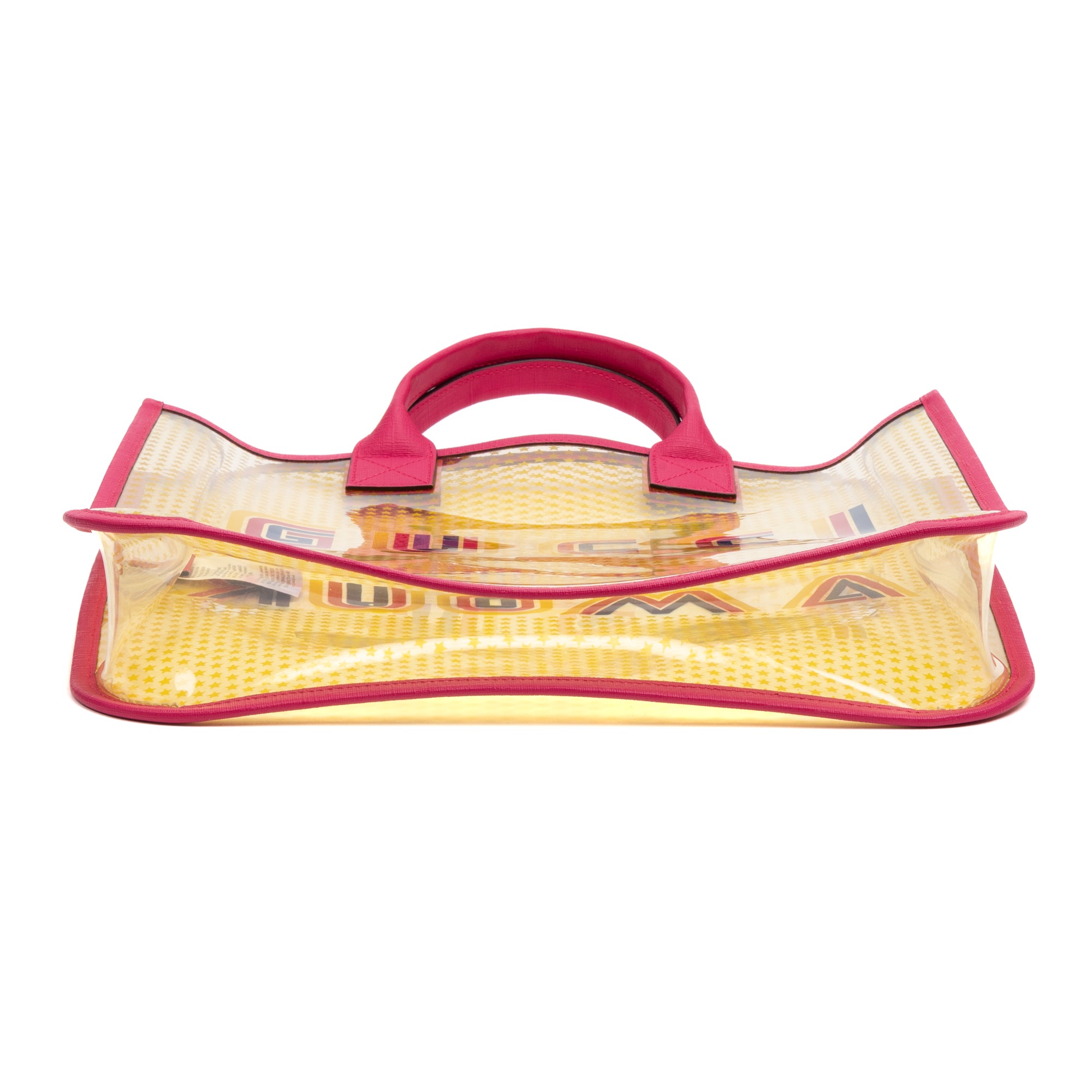 Handbag Gucci Kids Amour Transparent Tote Fuchsia Pink Printed Resin Canvas