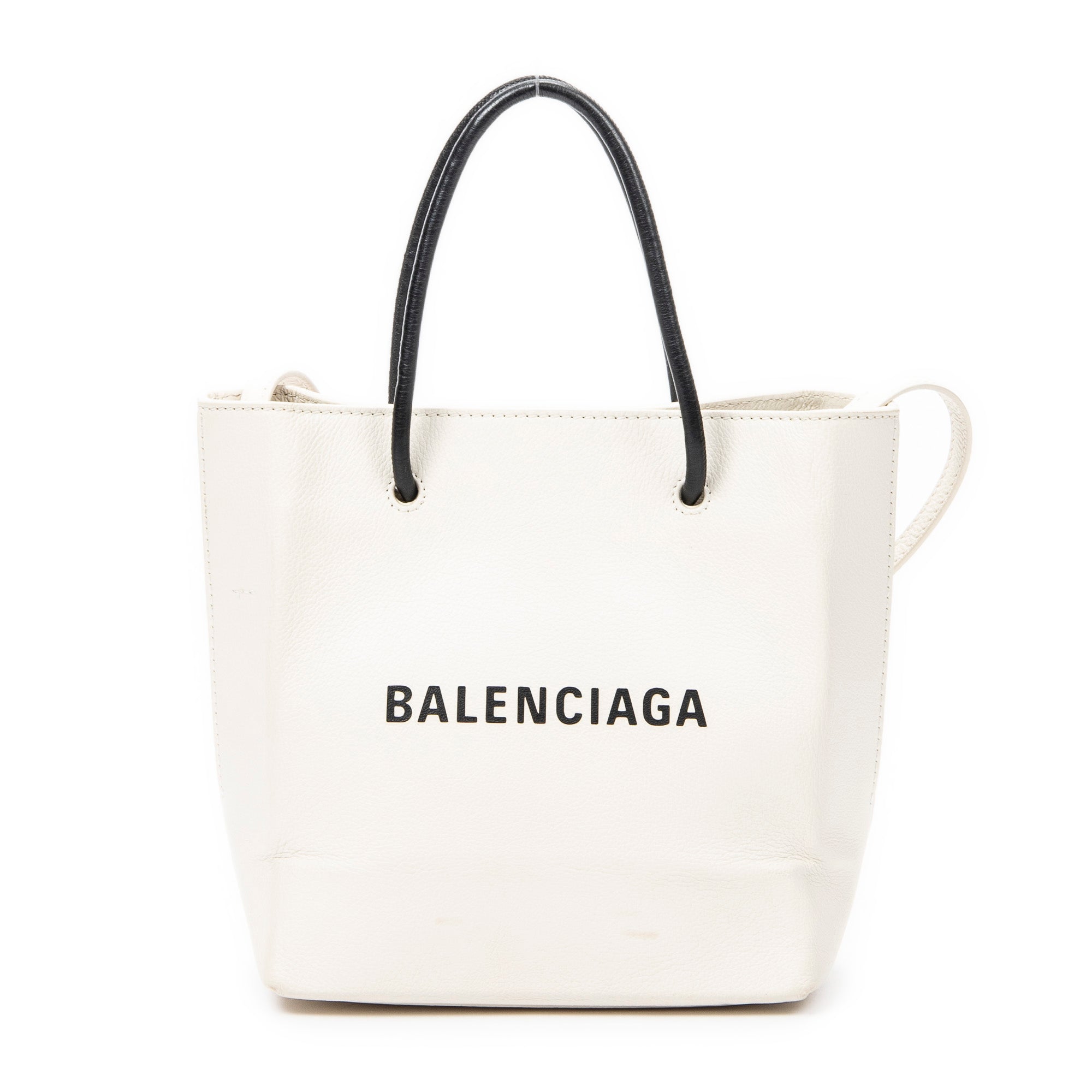 Shoulder Bag XXS Shopping Tote Ivory Grained Leather