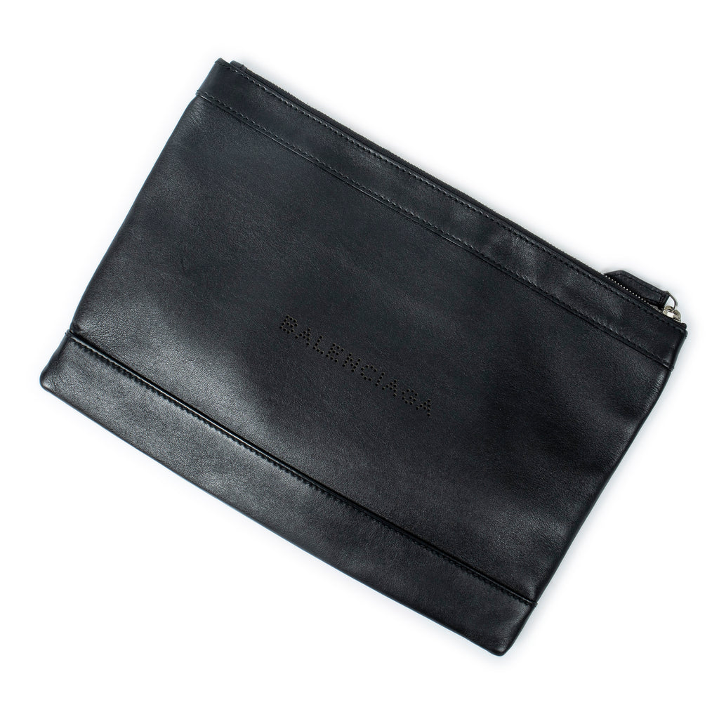 Handbag M Navy Clip Pouch Black Calfskin Leather