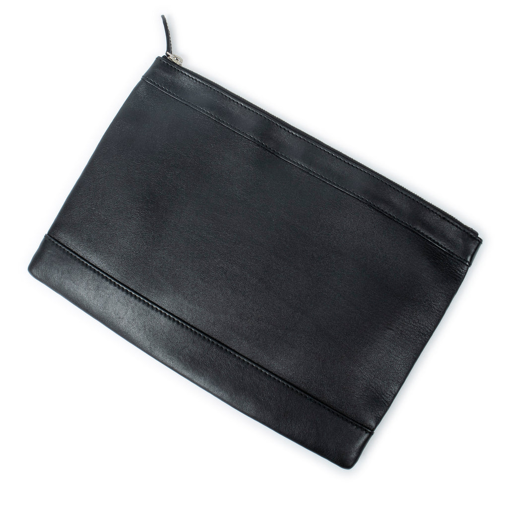 Handbag M Navy Clip Pouch Black Calfskin Leather