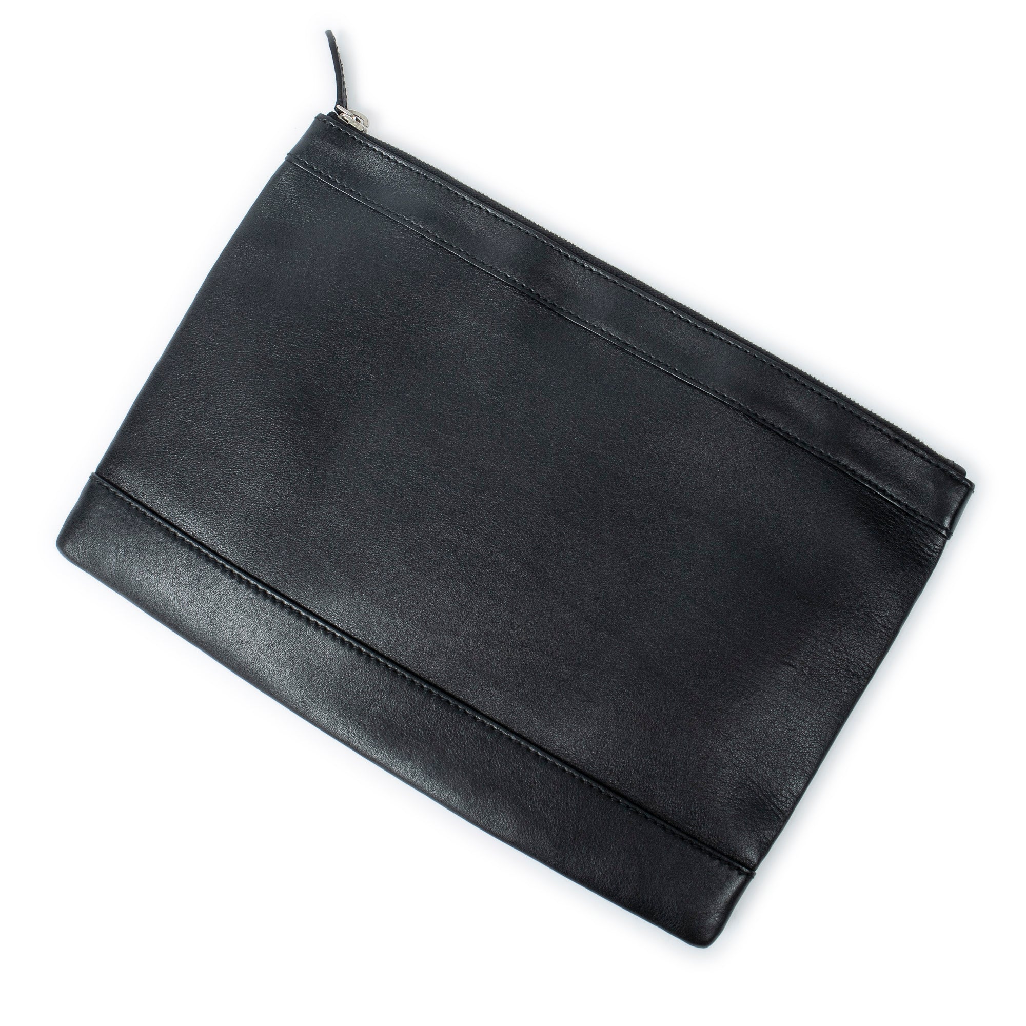 Handbag M Navy Clip Pouch Black Calfskin Leather