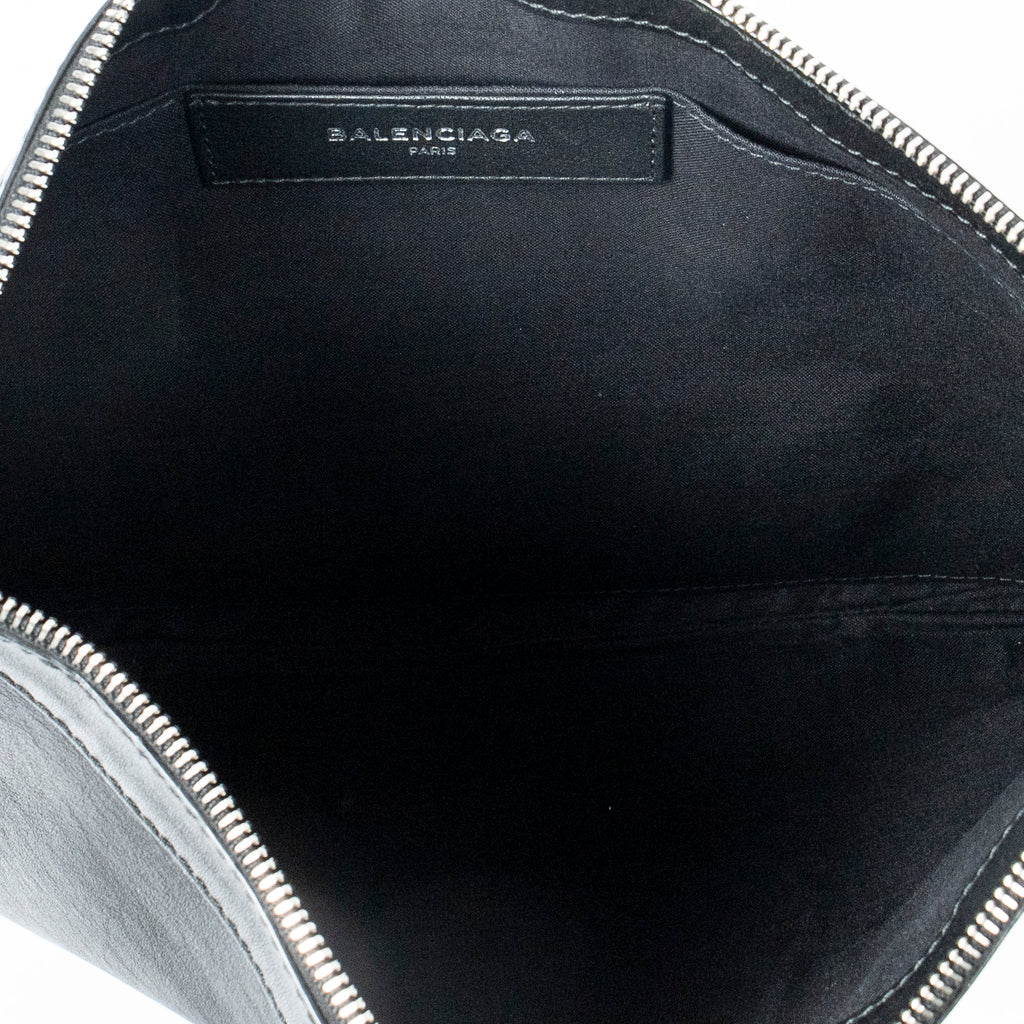 Handbag M Navy Clip Pouch Black Calfskin Leather