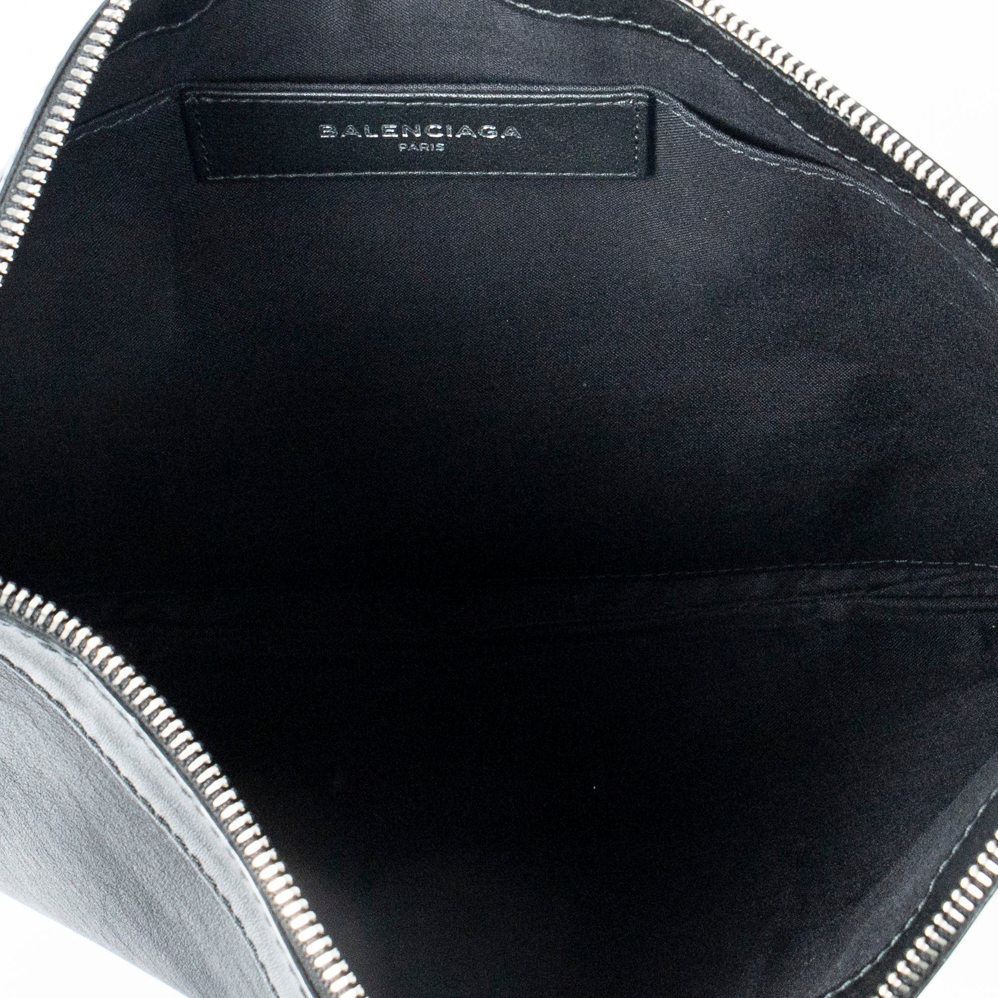 Handbag M Navy Clip Pouch Black Calfskin Leather