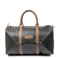 Travel Bag Vintage Large Boston Dark Gray Honeycomb Coated Canvas