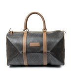 Travel Bag Vintage Large Boston Dark Gray Honeycomb Coated Canvas