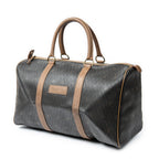 Travel Bag Vintage Large Boston Dark Gray Honeycomb Coated Canvas