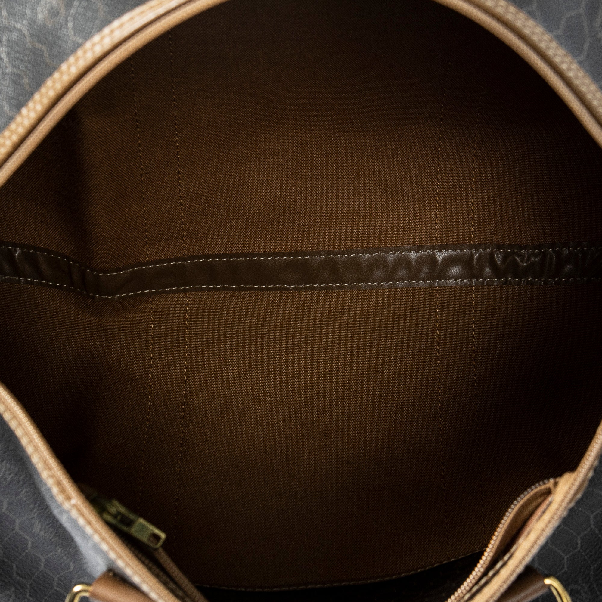 Travel Bag Vintage Large Boston Dark Gray Honeycomb Coated Canvas