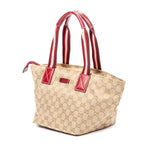 Handbag Web Trapezoid Tote Beige Monogrammed Canvas