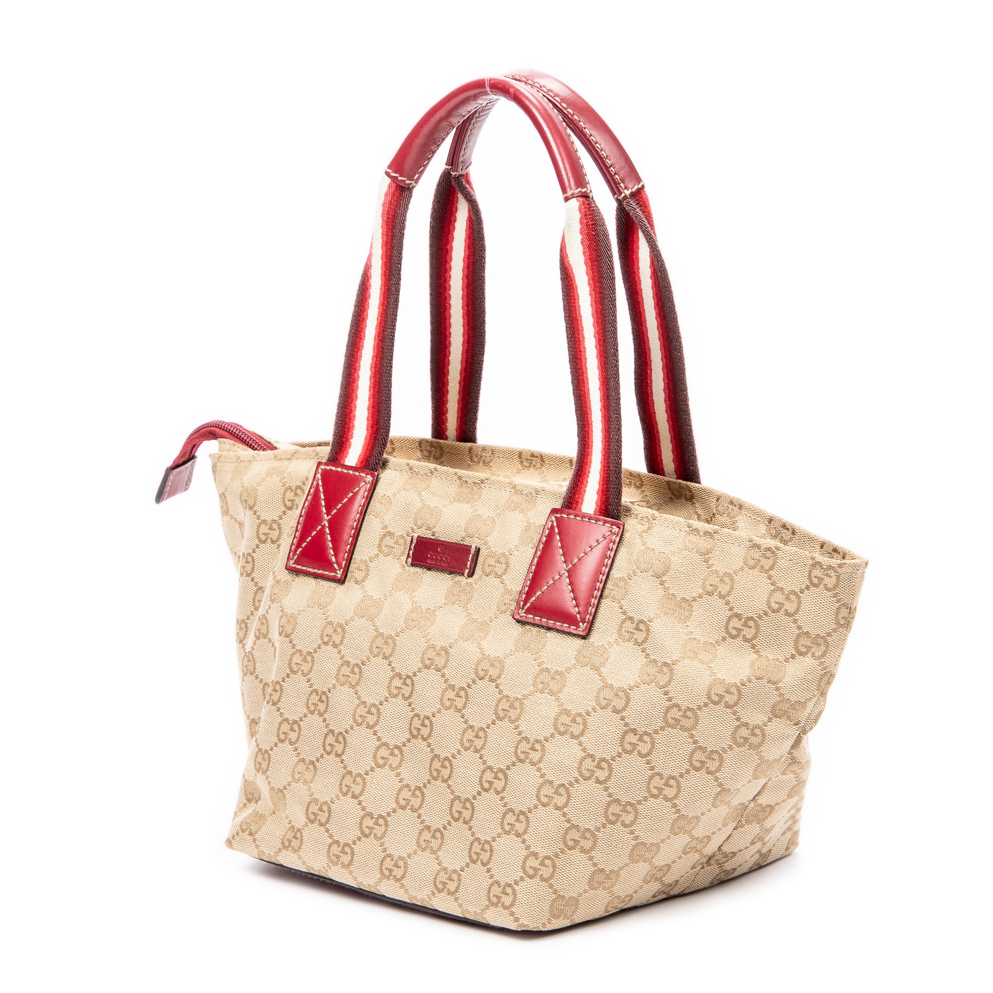 Handbag Web Trapezoid Tote Beige Monogrammed Canvas
