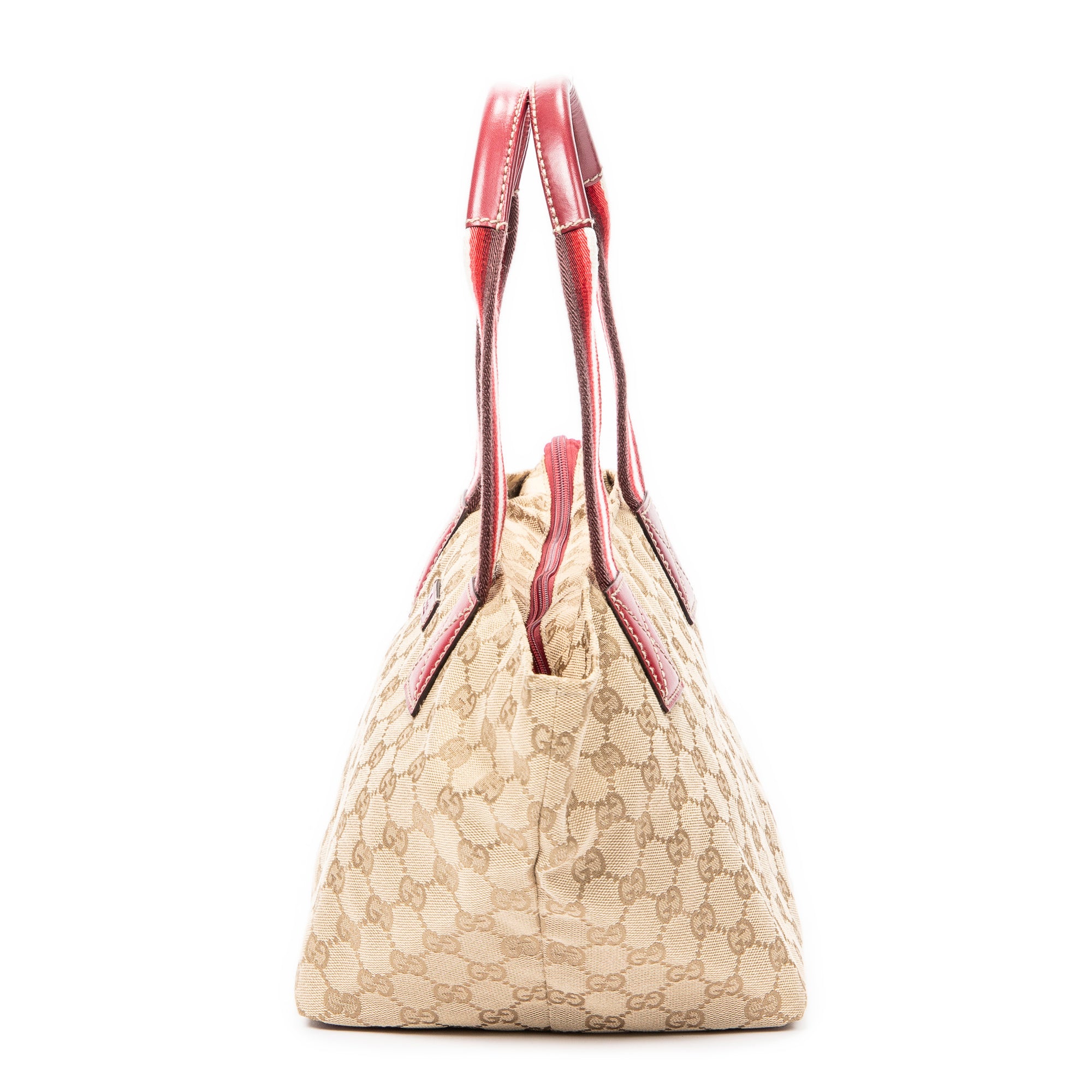 Handbag Web Trapezoid Tote Beige Monogrammed Canvas
