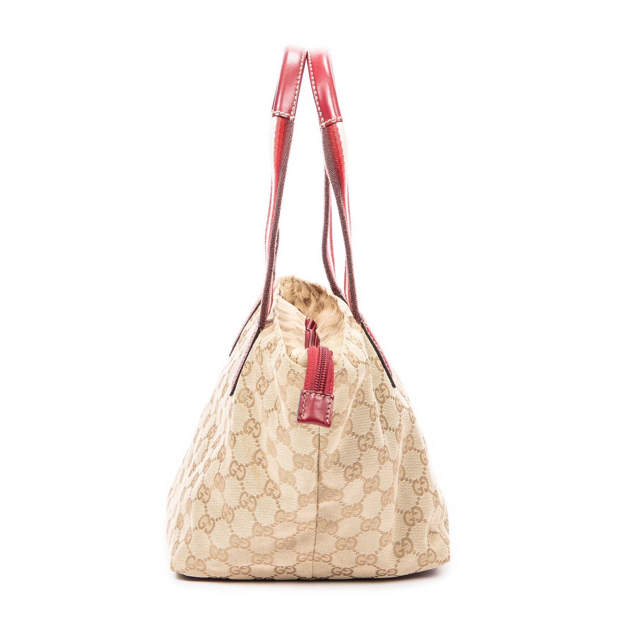 Handbag Web Trapezoid Tote Beige Monogrammed Canvas