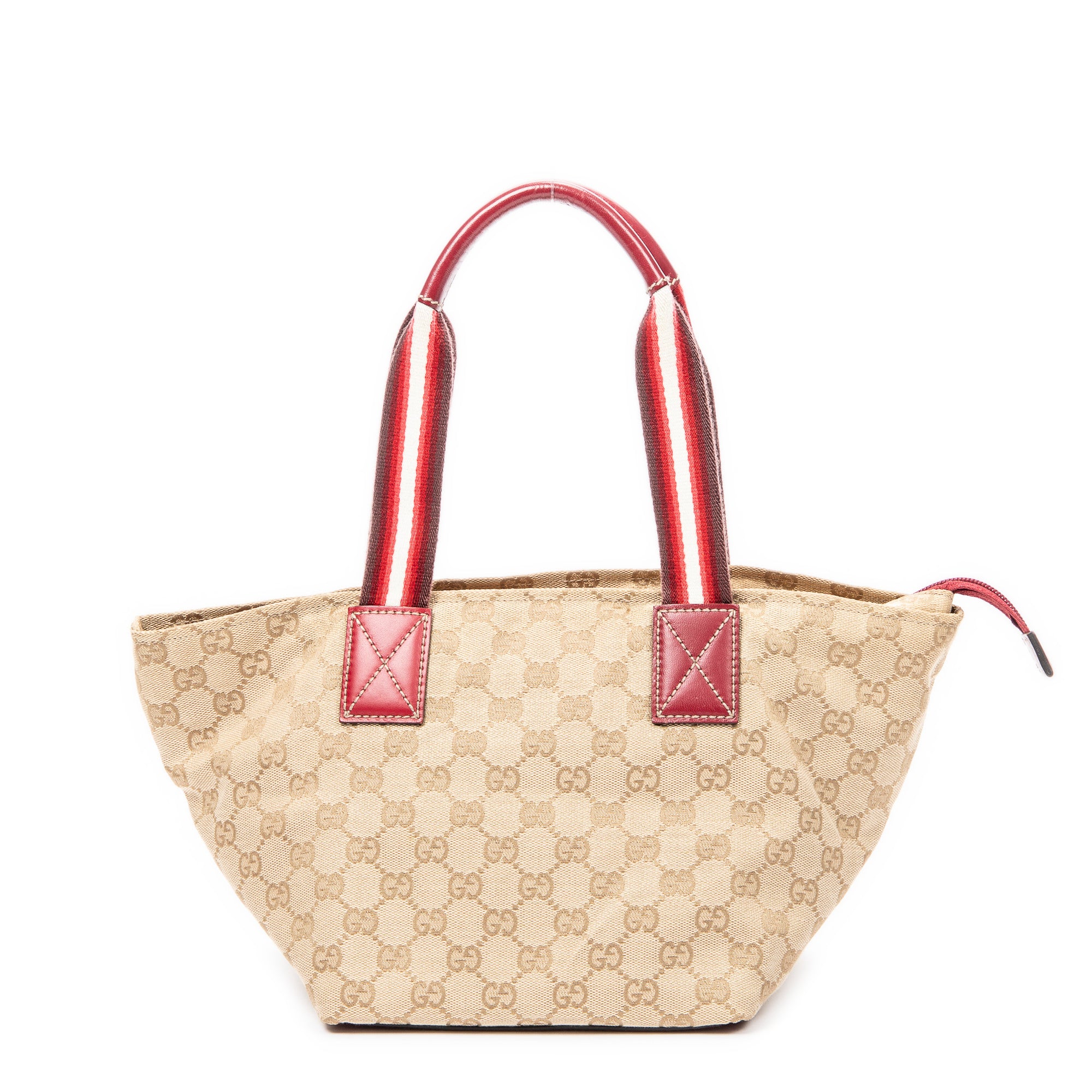 Handbag Web Trapezoid Tote Beige Monogrammed Canvas