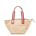 Handbag Web Trapezoid Tote Beige Monogrammed Canvas