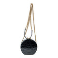 Shoulder Bag Mini Mica Hatbox Chain Crossbody Black Croc Embossed Leather
