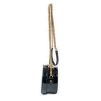 Shoulder Bag Mini Mica Hatbox Chain Crossbody Black Croc Embossed Leather