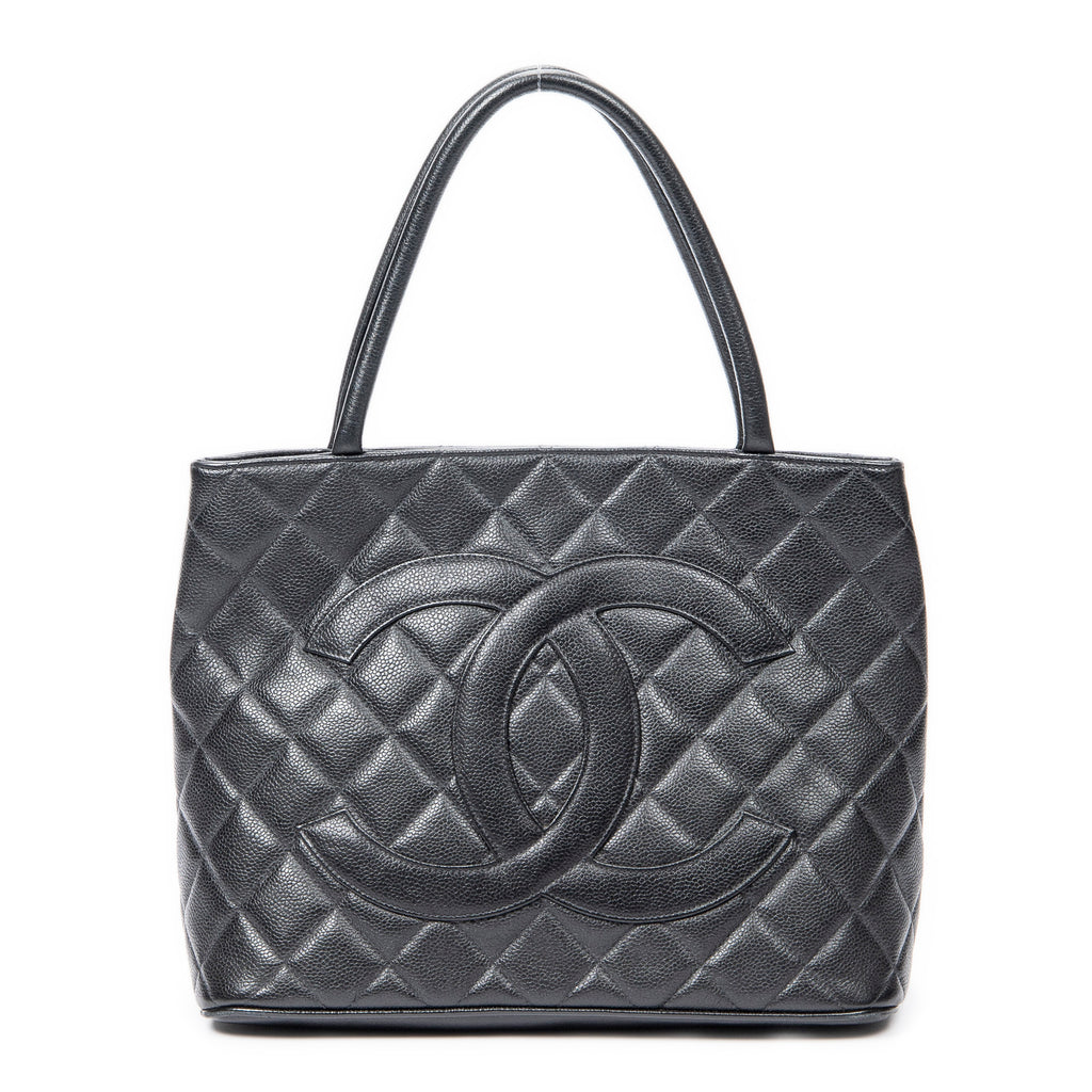 Shoulder Bag CC Timeless Medallion Tote Black Quilted Caviar Leather