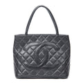 Shoulder Bag CC Timeless Medallion Tote Black Quilted Caviar Leather