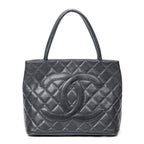 Shoulder Bag CC Timeless Medallion Tote Black Quilted Caviar Leather