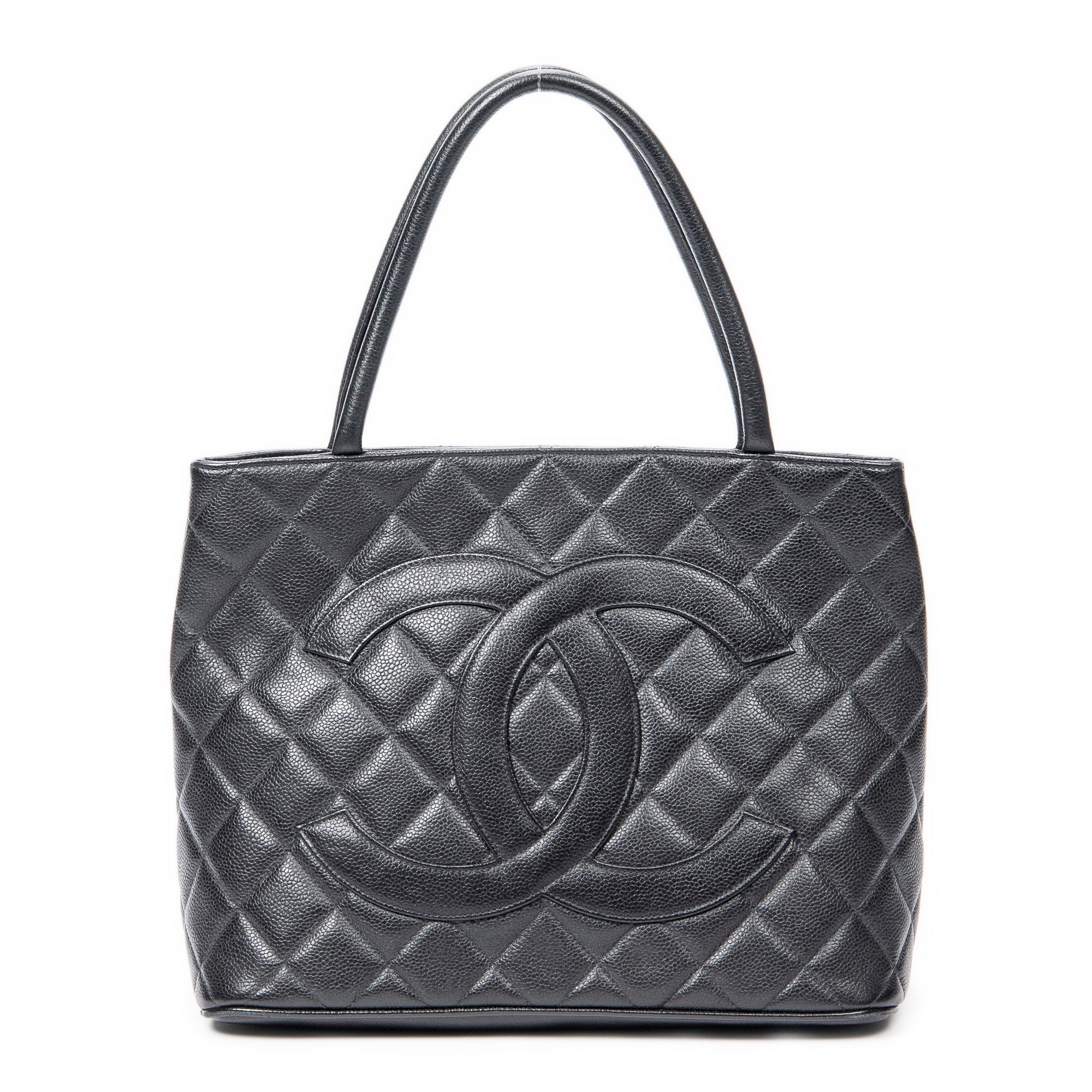 Shoulder Bag CC Timeless Medallion Tote Black Quilted Caviar Leather