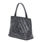 Shoulder Bag CC Timeless Medallion Tote Black Quilted Caviar Leather