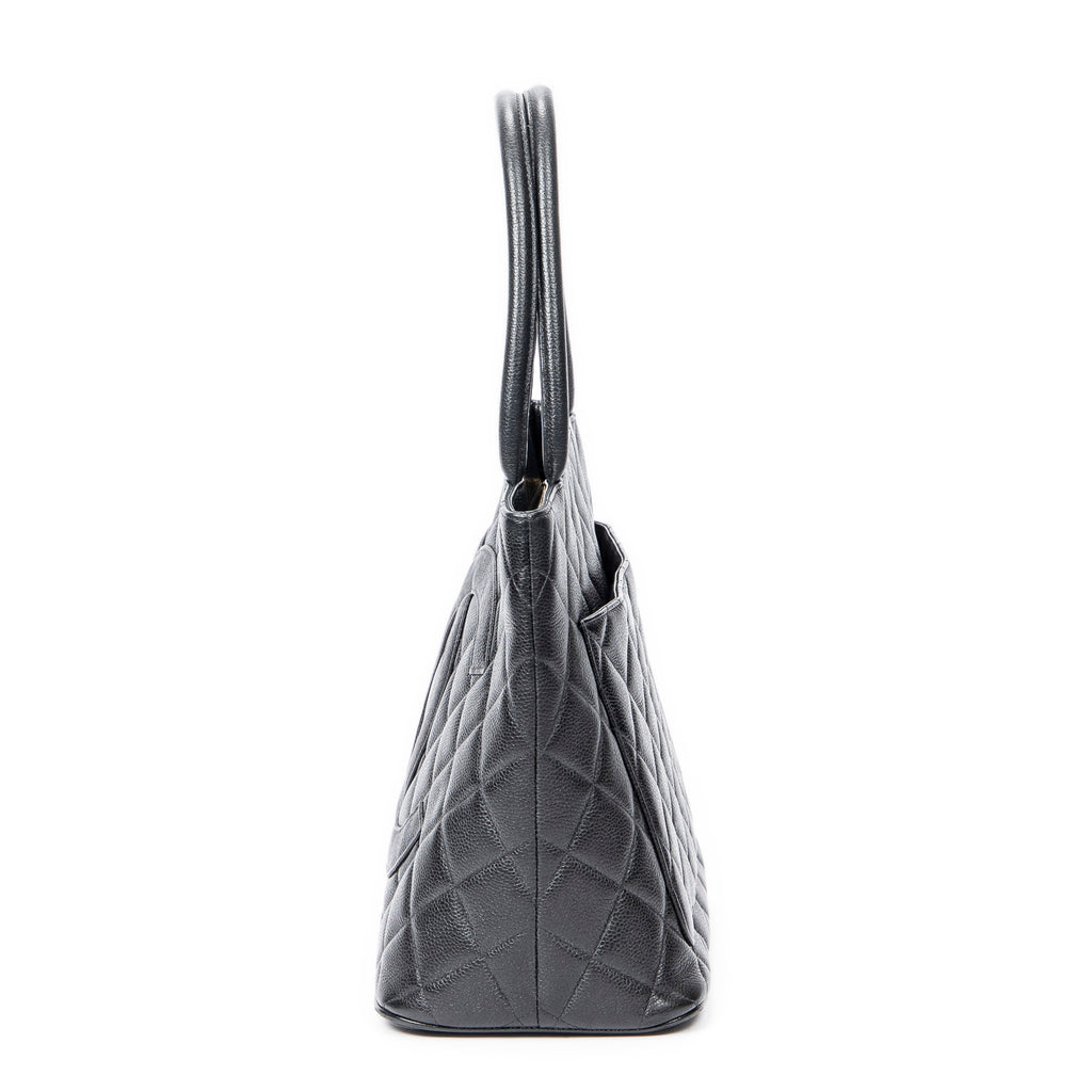 Shoulder Bag CC Timeless Medallion Tote Black Quilted Caviar Leather