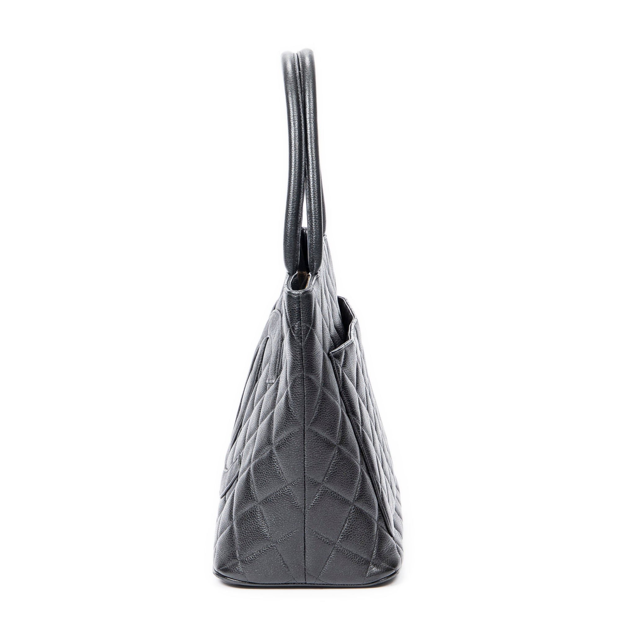 Shoulder Bag CC Timeless Medallion Tote Black Quilted Caviar Leather