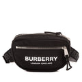 Bolso de hombro Riñonera negra de nailon con logotipo estampado