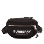 Bolso de hombro Riñonera negra de nailon con logotipo estampado