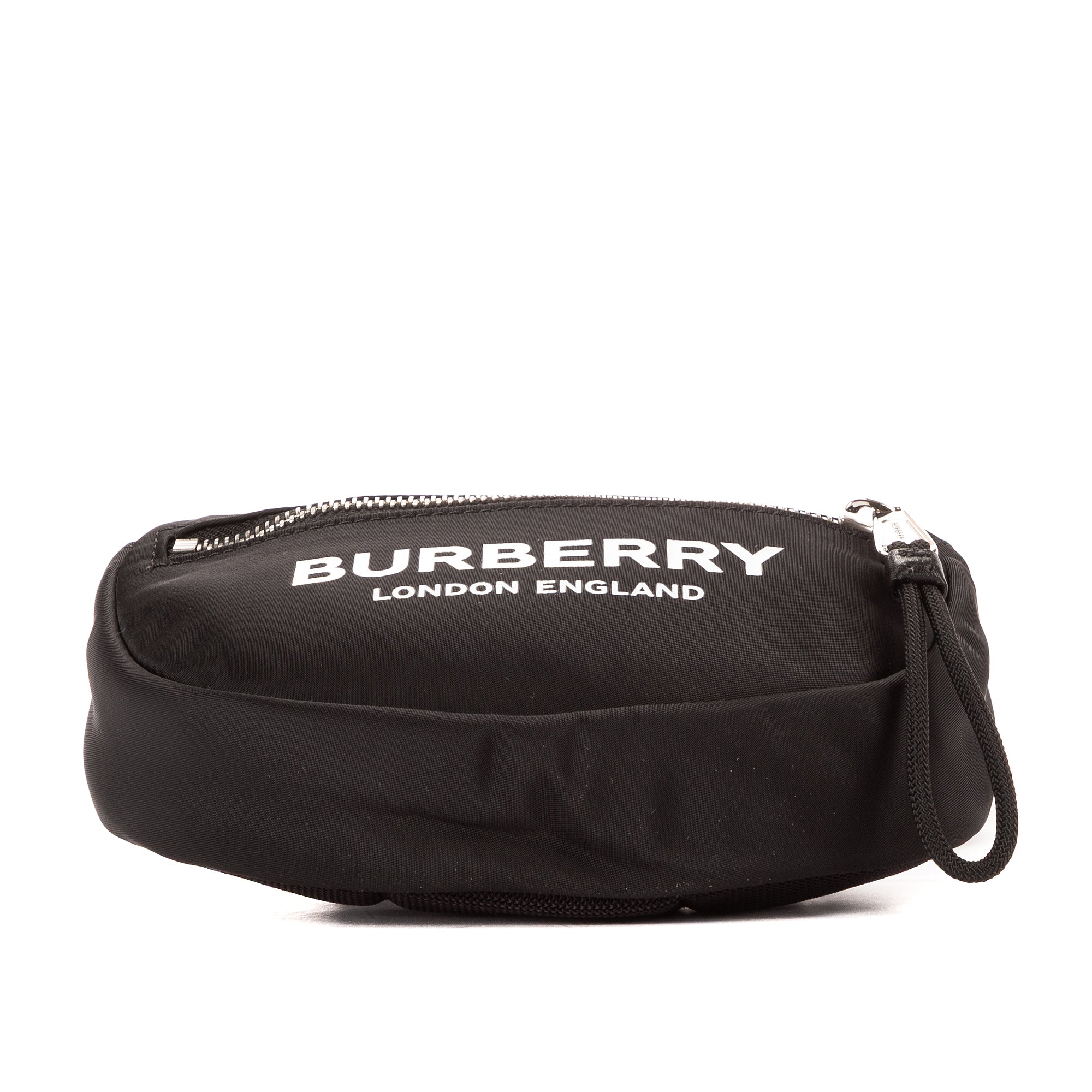 Bolso de hombro Riñonera negra de nailon con logotipo estampado