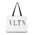 Shoulder Bag Logo Shopping Tote White Calfskin Leather