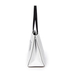 Shoulder Bag Logo Shopping Tote White Calfskin Leather