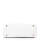 Shoulder Bag Logo Shopping Tote White Calfskin Leather