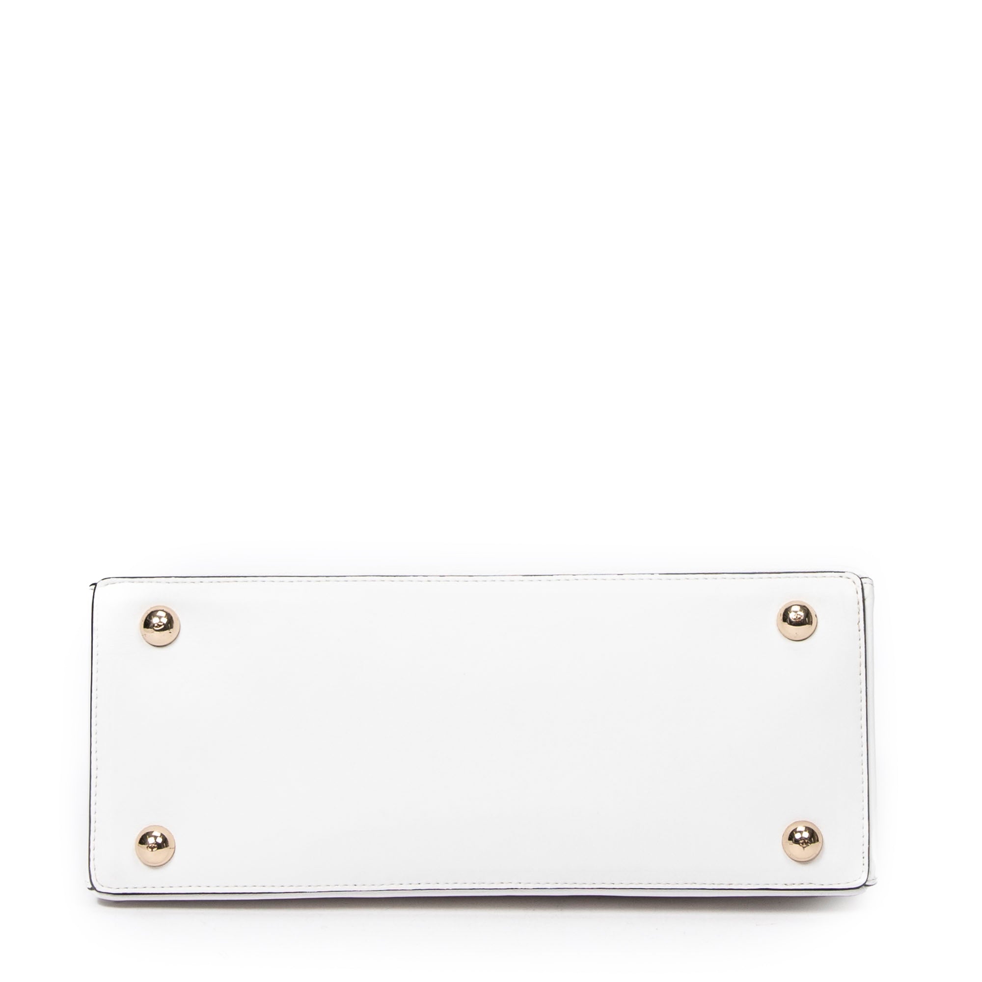 Shoulder Bag Logo Shopping Tote White Calfskin Leather