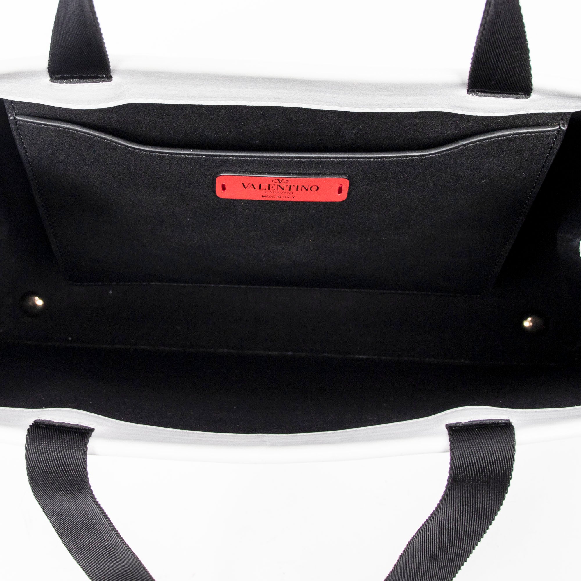 Shoulder Bag Logo Shopping Tote White Calfskin Leather
