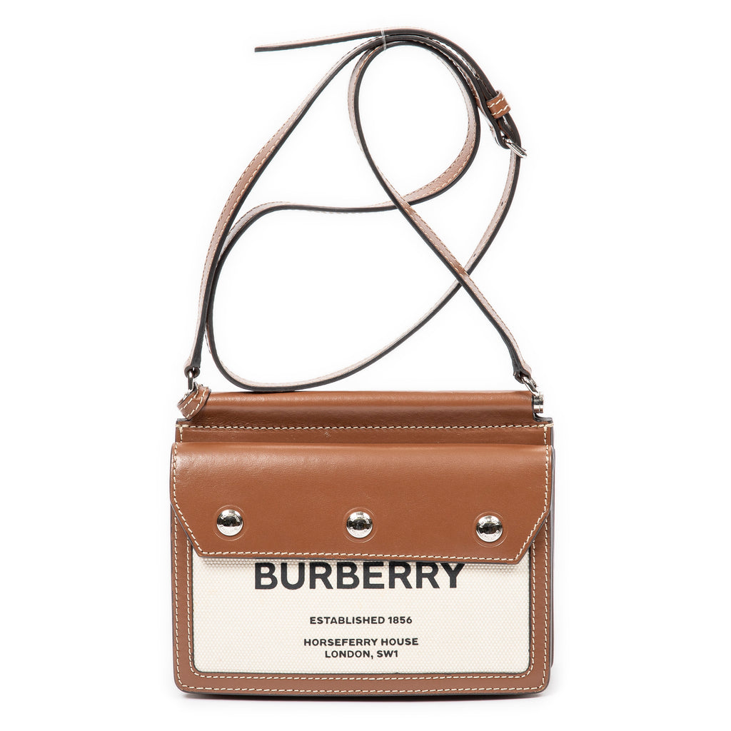 Bolso de hombro mini Horseferry Bag Lona con estampado Horseferry Beige