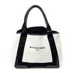 Bolso de Hombro Pequeño Cabas Azul Marino Lona Beige