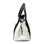 Bolso de Hombro Pequeño Cabas Azul Marino Lona Beige