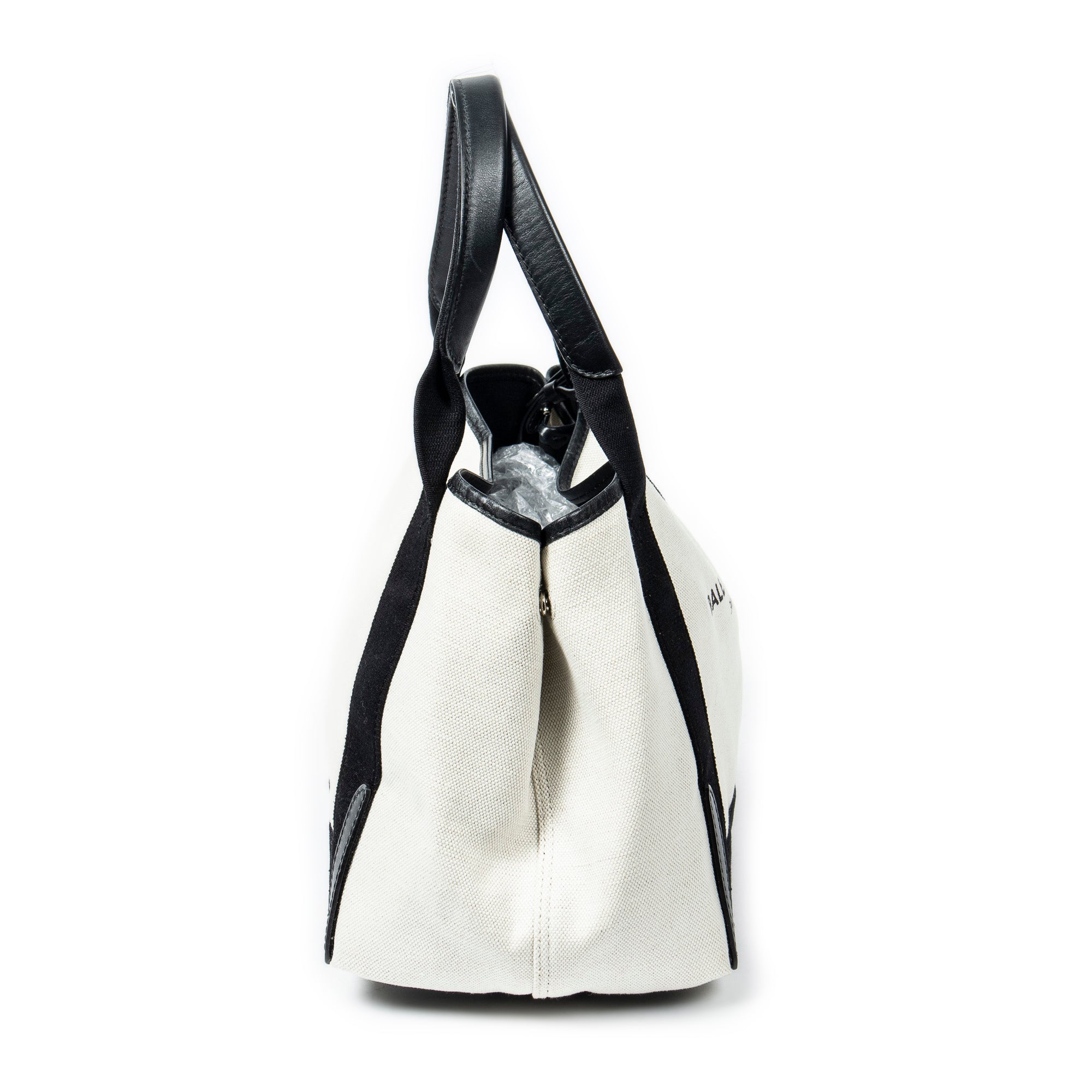 Bolso de Hombro Pequeño Cabas Azul Marino Lona Beige