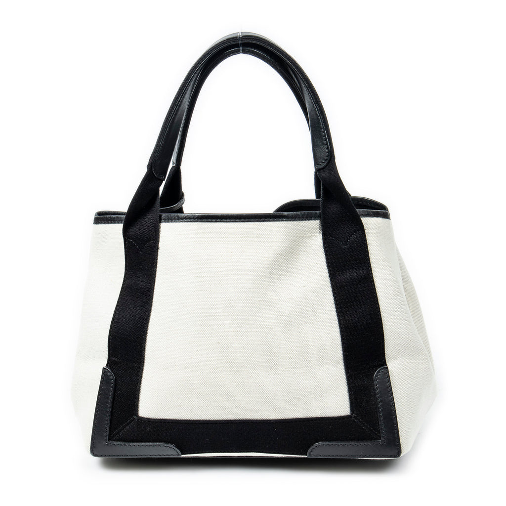 Bolso de Hombro Pequeño Cabas Azul Marino Lona Beige
