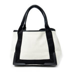 Bolso de Hombro Pequeño Cabas Azul Marino Lona Beige