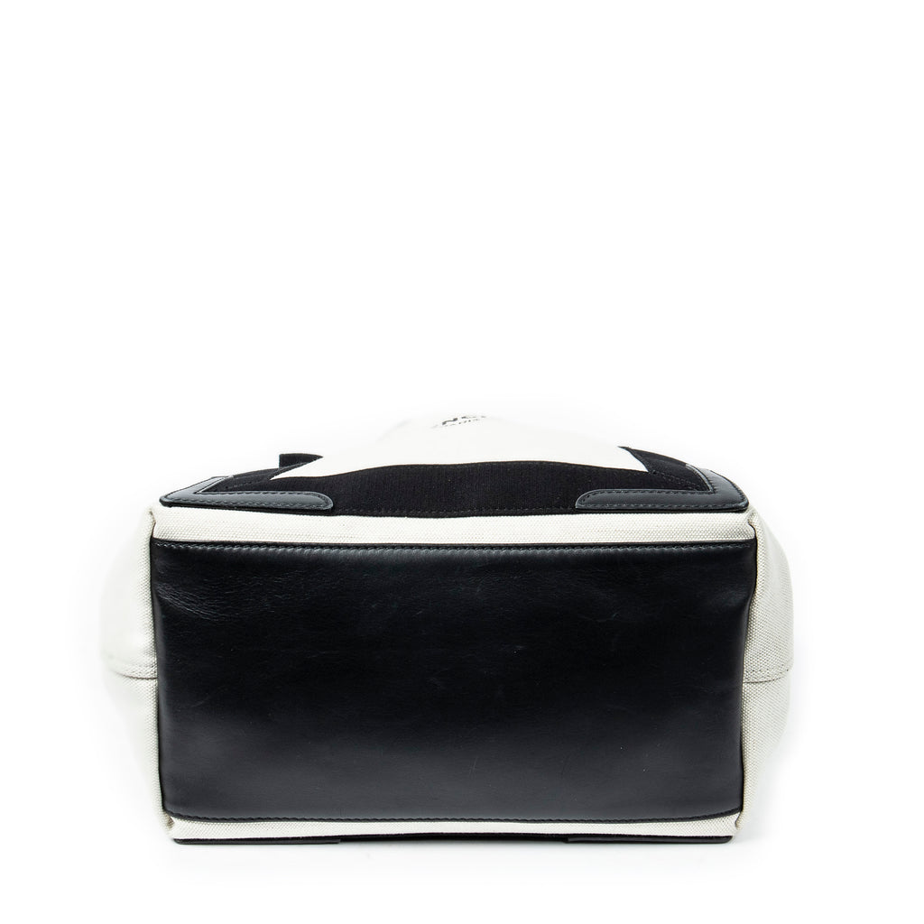 Bolso de Hombro Pequeño Cabas Azul Marino Lona Beige